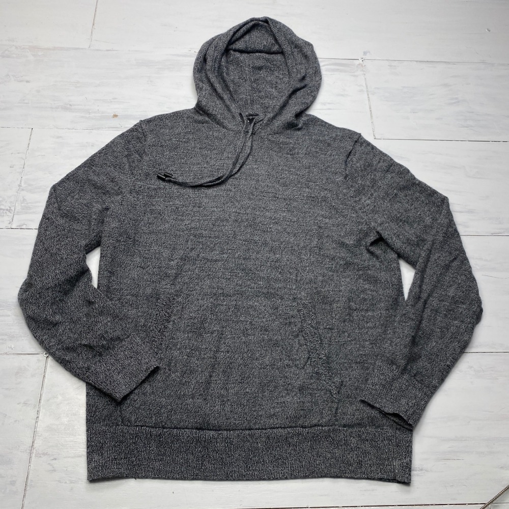 The Commons Merino Wool Hoodie Sweater Mens L Gray Marl Knit Pullover MGS10075